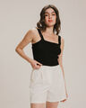 Crop Top Tejido De Punto,NEGRO